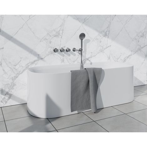Fortifura Nebbio Ensemble combiné bain - mitigeur thermostatique - coude mural avec support de douchette - flexible de douche métallique - douchette (1/5)