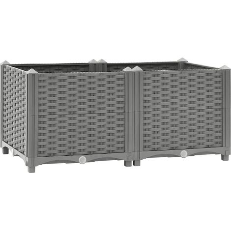 Vassoio per fioriera aiuola rialzata piante fiori terrazza giardino 80 x 40 x 38 cm polipropilene grigio 020039238