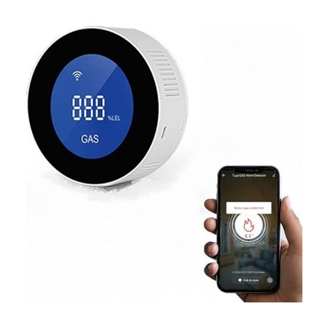 Detector de gas con Wi-Fi, alarma de gas para hogares, compatible con gas ciudad, metano, propano, butano, gas natural y GLP, alarma de 85 dB, compatible con app