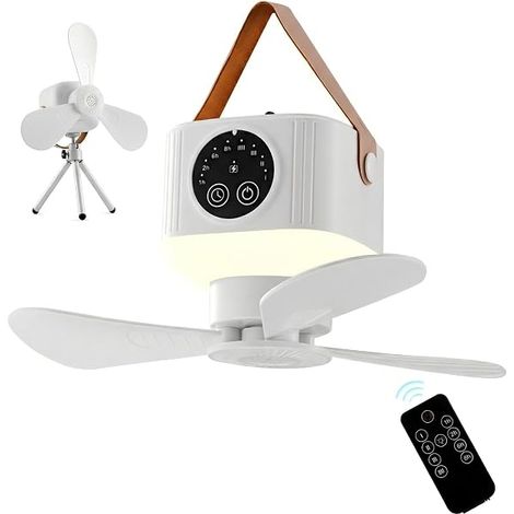 Ventilador De Carpa - Batería Recargable 7200 mAh - Mando A Distancia Y Temporizador - Cabeza Ajustable 360° - 4 Velocidades Y 3 Niveles De Luz LED - 1 Unidad (1/5)