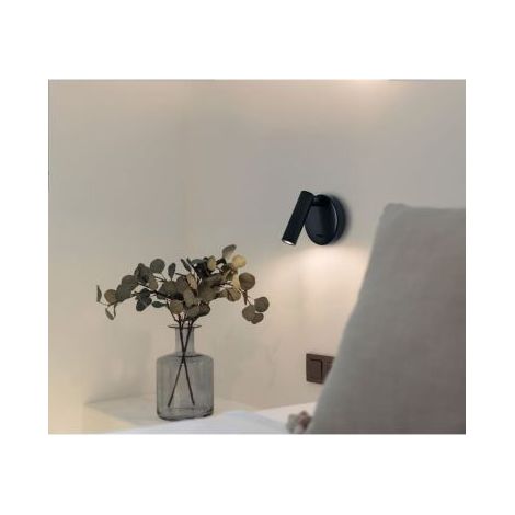 Mantra Aplique LED con foco lector orientable PREA negro, 3W luz cálida 3000K (1/2)