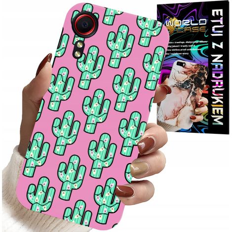 Custodia per Samsung Galaxy Xcover 7 - cactus, cactus su sfondo rosa + lamina (1/5)