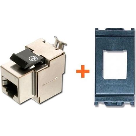 Presa rete CAT.6 STP RJ45 schermata compatibile Vimar Idea nera grigio scuro
