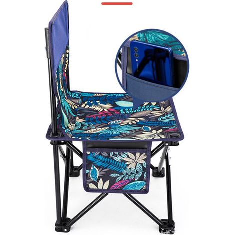 Chaise pliante d'extérieur en tissu Oxford, portable, petite taille, multifonctionnelle, idéale pour le camping, les pique-niques et la plage (bleu feuille d'érable). (1/5)