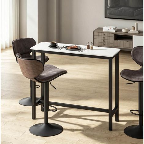 Bartisch 120 x 40 x 100 cm schwarz-weiß in Marmoroptik HAVRYA (1/5)