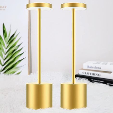 Lampada da scrivania, lampada da comodino tattile wireless LED, 2 pezzi lampada da tavolo ricaricabile USB 3600mAh, potente luce da ufficio a batteria, 3 temperature di colore, per ristorante, cucina, (1/4)
