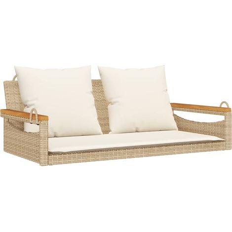 Maison Exclusive - Hängebank mit Kissen Beige 109x62x40 cm Poly R