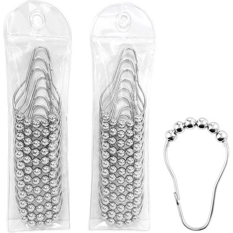 Lot de 12 crochets de rideau de douche en forme de gourde - articulation à cinq billes - crochets et anneaux de rideau de douche (1/5)