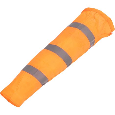 Manche à air réfléchissante orange en polyester de 80 cm, idéale pour mesurer la direction du vent en extérieur, notamment dans les aéroports. (1/5)