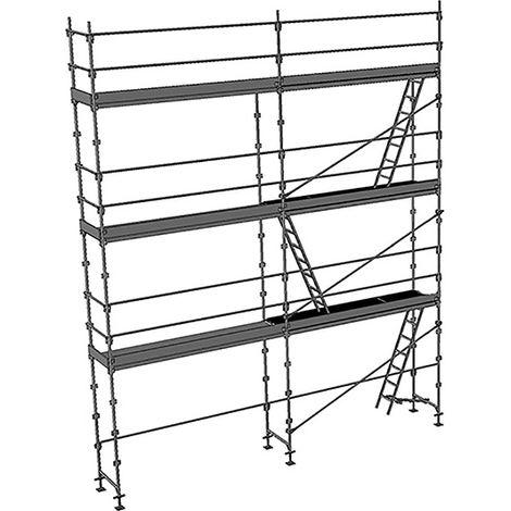 Echafaudage Alu de façade 50m² - Structure + Planchers + Plinthes + Lisses - Charges 150kg - ECHAF-ALU/50