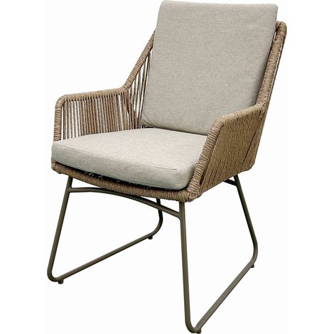 POLTRONA IN METALLO TAUPE E CORDA (1/4)