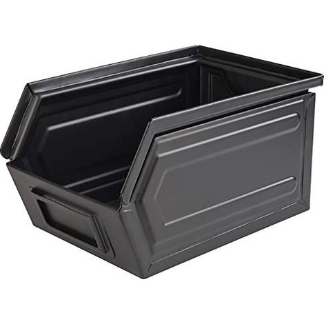 Snack Box Industrial - boîte métallique noire avec compartiment pour l'étiquetage, L x P x H : 15,5 x 23,5 x 13 cm, Boîte pour restauration rapide, lavable au lave-vaisselle, empilable. (1/5)