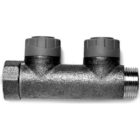 Polypipe PolyPlumb PB47152 15mm x 3/4 Inch 2 Port Brass Single Sided Manifold Unvalved - Single