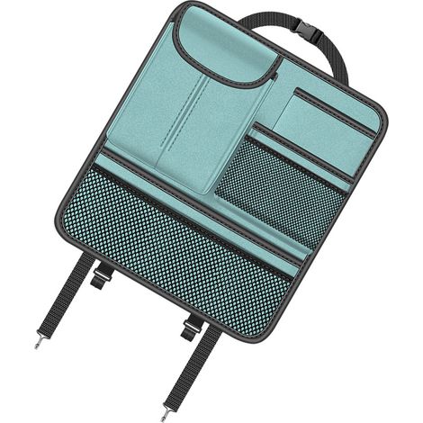 Sacoche de Rangement pour Dossier de Siège Auto, Organiseur Multifonctionnel Suspendu à l'Arrière, Porte Téléphone, Portefeuille, Lunettes et Boîte de Mouchoirs, Bleu (1/5)