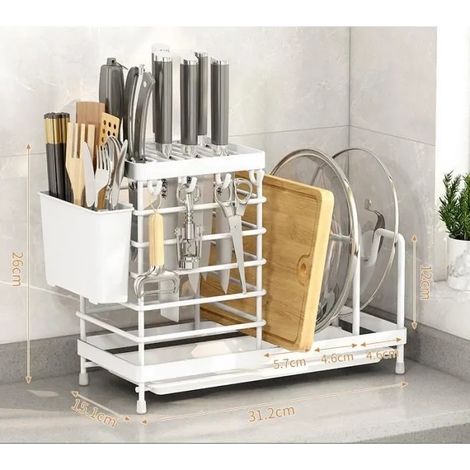 egouttoir Vaisselle couvert dessous évier Inoix Blanc Séchoir à Vaisselle cuisine stable Support rangement porte Assiettes éponge (1/3)