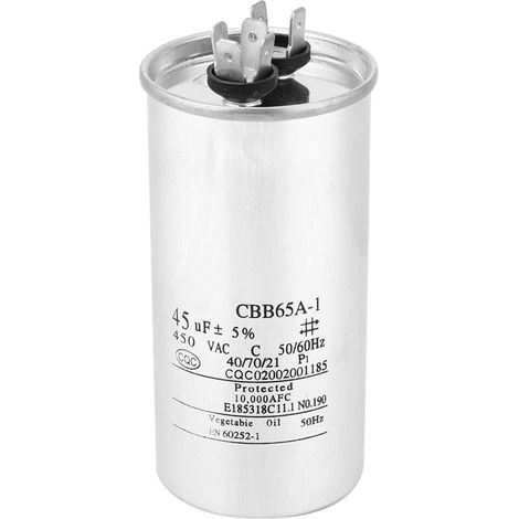 Condensateur de Démarrage CBB65 45µF 450V pour Compresseur de Climatisation