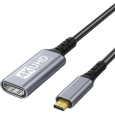 Adaptateur de câble Mini HDTV vers HDTV, câble tressé, transmission 60 Hz 2K/144 Hz 1080P/240 Hz, convient aux appareils photo, ordinateurs portables et moniteurs. (1/5)