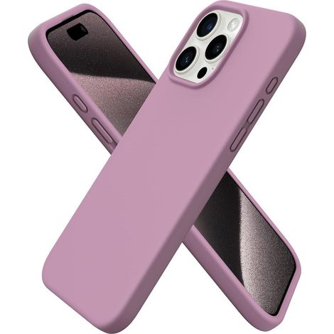 Coque en silicone liquide pour iPhone 15 Pro Max 6,7 pouces, protection intégrale, lavable, lilas (1/5)