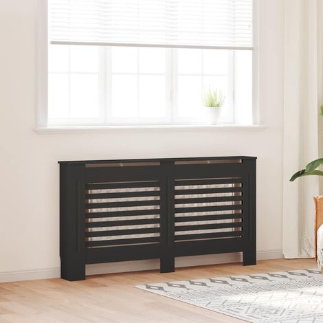 Cache-radiateur noir 152x19x81,5 cm MDF