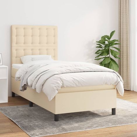 Cama box spring con colchón tela color crema 80x200 cm vidaXL (1/5)
