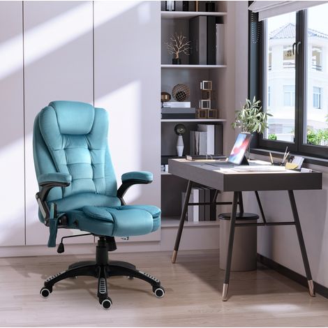 Chaise de bureau pivotante 68x72x110-120 cm en polyester bleu, massage et chauffage FLORAGRACE (1/5)