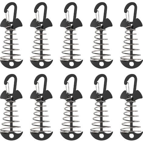 Piquets d'ancrage de terrasse, 10 pièces en alliage d'aluminium coupe-vent avec boucle à ressort, ancre portable pour le camping en plein air (1/5)