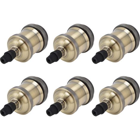 6 Pièces Douilles Métalliques E26 E27, Culots Vis Retro pour Éclairage avec Coque Aluminium Bleu Bronze et Mise à la Terre