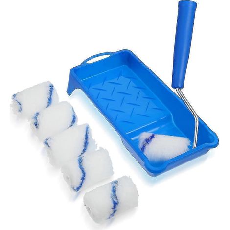 Kit de 8 mini-rouleaux de peinture en mousse de 5 cm (2 pouces) avec bac et doublure, idéal pour peindre la maison, les armoires et les meubles.