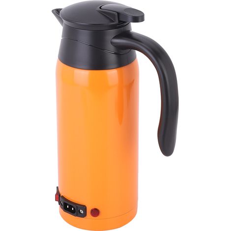 Bouilloire électrique portable 800ml 12V/24V, grande capacité, tasse chauffante pour camion et voiture, orange (1/5)