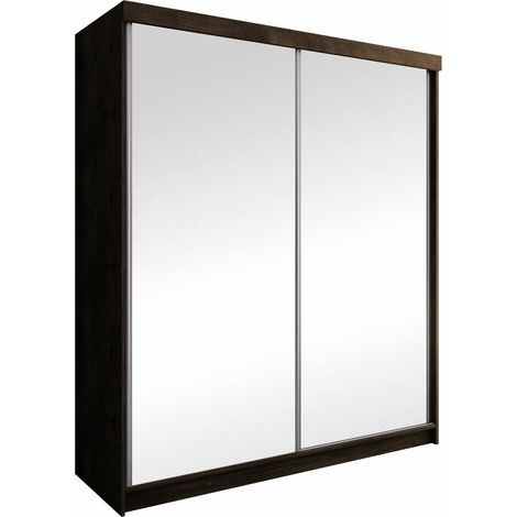 Armario Dover 106, Fresno oscuro, 200x200x62cm, Puertas de armario: Correderas, Número de estantes: 9, LED