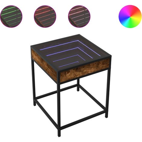 Comodino dal design moderno con LED 40 x 40 x 51 cm in legno ingegnerizzato marrone, vetro e metallo DEC037544