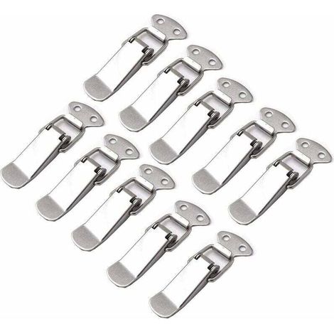 10 Pièces Loquet à Ressort Bascule Acier Inoxydable Fermeture à Levier Tiroir Hardware pour Coffre à Outils valise et Coffre (1/4)