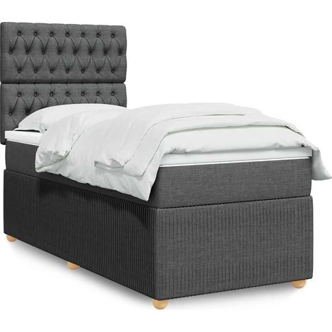 Boxspringbett mit Matratze Dunkelgrau 90x190 cm Stoff