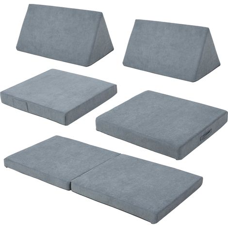 Set divano e poltrona da gioco in velluto a coste 5 pezzi 150 x 66 x 46 cm grigio 030009147
