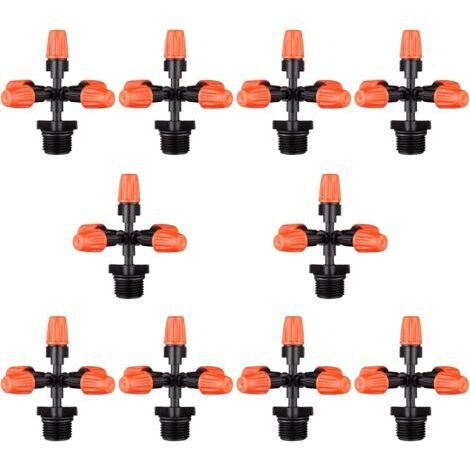 BUNTHAUS Gartensprinkler, 10 Stück, 360-Grad-6-mm-Kreuzzerstäubungssprinkler mit 1/2-Zoll-Außengewindeanschlüssen, Gartenbewässerung, Kühlung, Nebeldüsen (1/5)