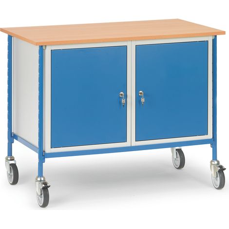 Fetra Rolltisch mit Boden aus Holz und Stahlschrank (1/2)