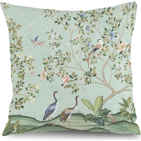 Housse de coussin floral papillon printemps été, décoration intérieur extérieur,45×45cm (1/5)