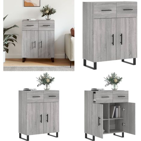 Buffet sonoma gris 69,5x34x90 cm bois d'ingénierie - Buffet Design Moderne - Buffet Gris - Buffet Rangement - Armoire Murale - Commode - Home & Living (1/5)