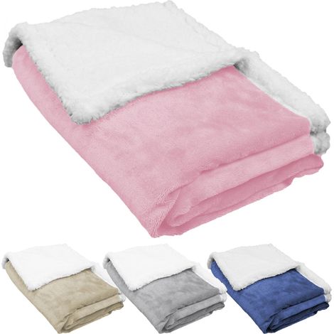 Plaid polaire enfant 75 x 100 cm – Flanelle et sherpa ultra doux – Rose – Lavable en machine à 30°C – Vivezen (1/5)