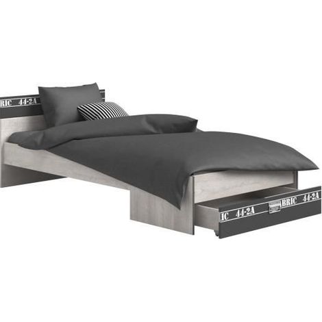Lit enfant Fabien 90x200 - brun/gris (1/2)
