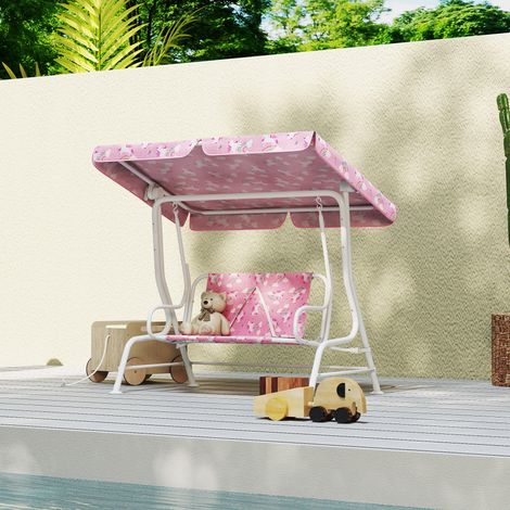 Dondolo per Bambini Altalena da Giardino 2 Posti 112x75x120 cm Rosa