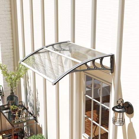 Auvent extérieur en polycarbonate anti-UV 100 x 80 cm pour portes et fenêtres