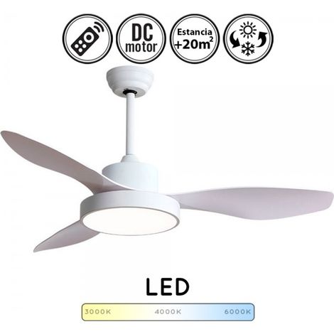 Ventilador de techo LED "Hayate" regulable con mando a distancia (48W 3CCT 4080lm) IP20 color blanco