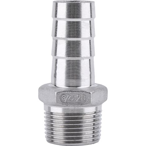 Stainless Steel 304 Male Thread Pipe Fitting Barb Hose Tail Connector (3/4"x20mm)