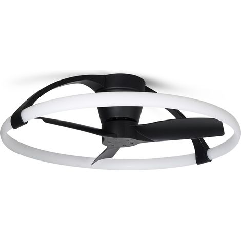 Mantra nepal mini plafonnier led a intensite variable et ventilateur reversible 30 w dc noir telecommande et controle app (1/5)