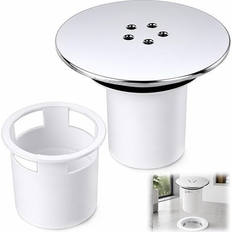 1 Pièce Couvercle de Bonde de Douche Diamètre 90 mm, Remplacement de Siphon, Blanc Couvercle de Bonde de Douche Interchangeable Et Anti Odeur, en Chrome, Facile À Nettoyer, Adapté pour Bac À Douche (1/5)