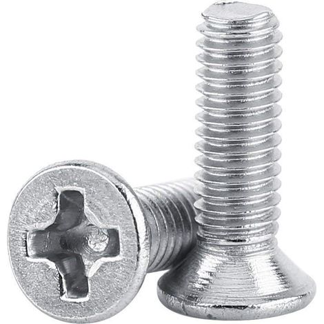Lot de 100pcs M3 Vis Tête Plate Fraisée Cruciforme Entièrement Filetée en Acier Inoxydable 304 pour Machines(M38mm).