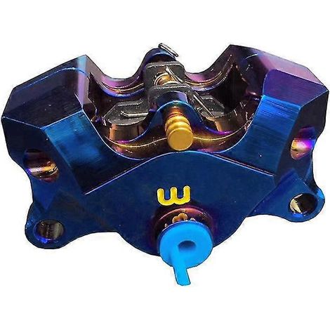 Étrier de frein arrière chromé/dur à l'oxygène pour motos, avec plaquettes, fixation 84 mm, compatible Ducati, Honda, Yamaha et Kawasaki - Placage bleu (1/5)