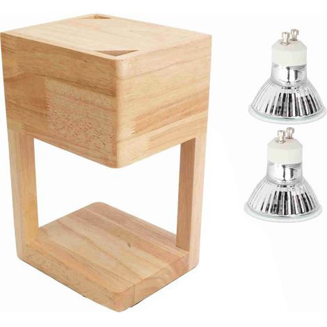 Lampe chauffante pour bougies parfumées - Dimmable (0‑255V) - Bois de noyer 255x160x130mm avec ampoules GU10