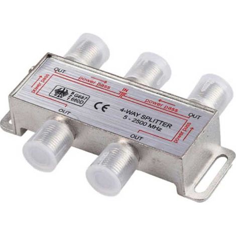 Splitter antenna coassiale 4 uscite sdoppiatore segnale tv satellite partitore